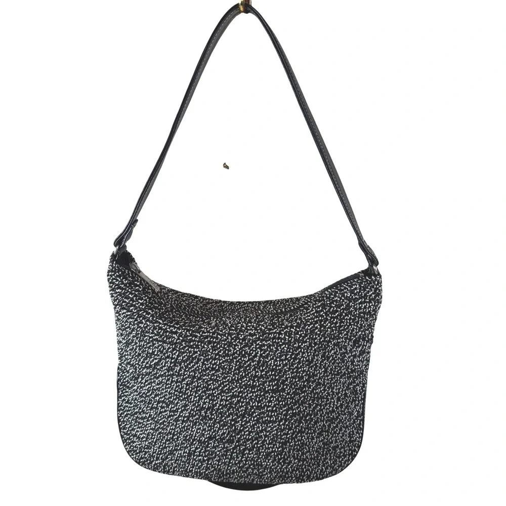 Early 2000s The Sak‎ Elliott Luca Knit Shoulder Bag Black White